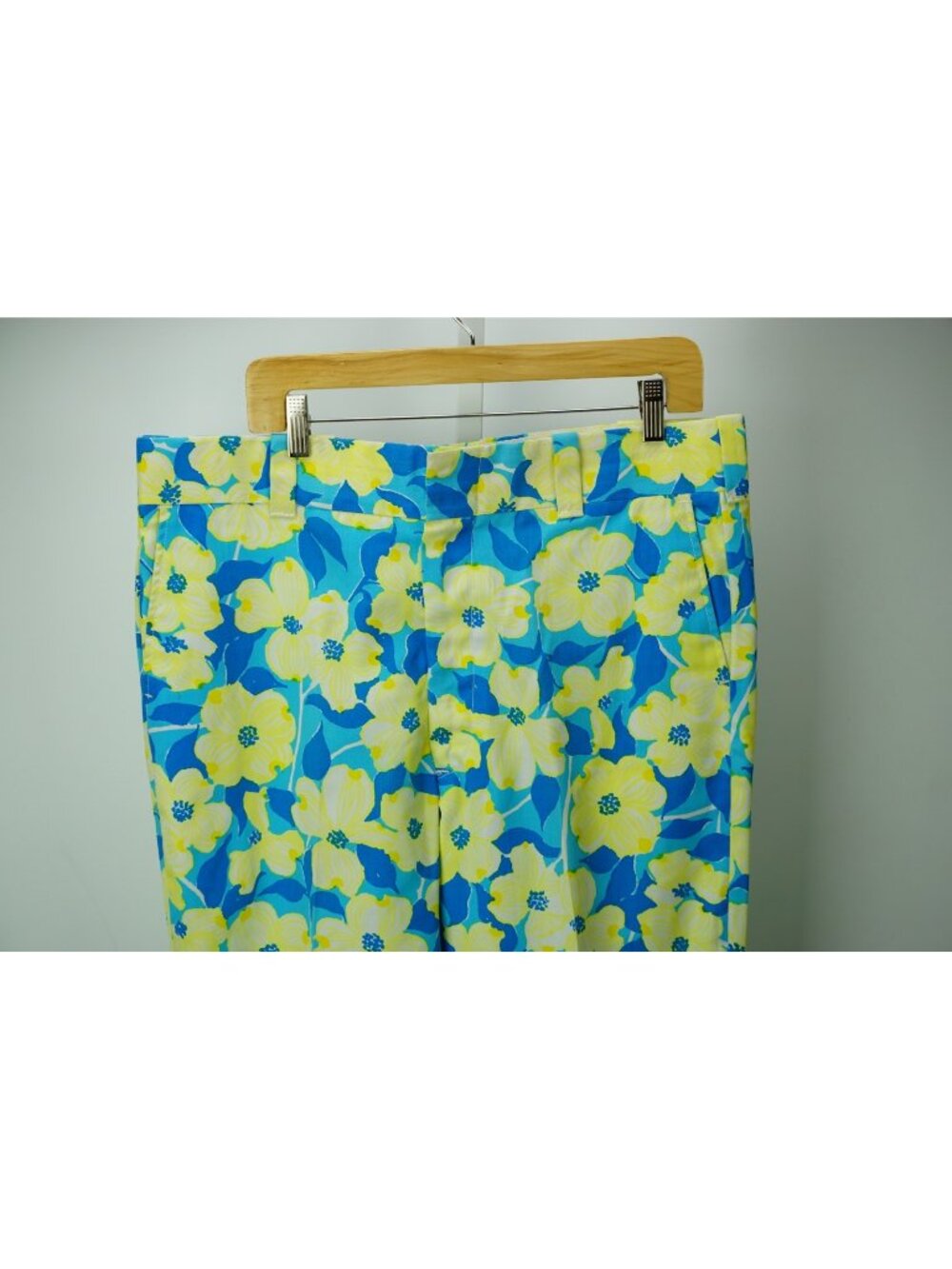 Lilly Pulitzer Mens Stuff Palm Beach VINTAGE Blue Yellow Floral Pants 37x31